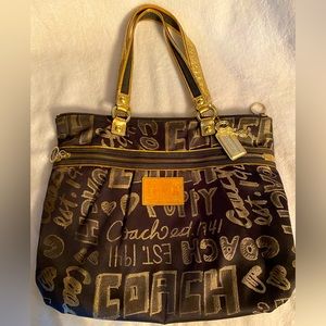 COACH Poppy Metallic Glam Signature Tote.